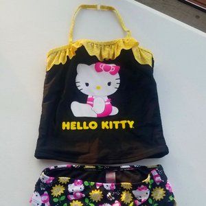 Girls Black Yellow Pink White Hello Kitty Tankini Size Medium M7/8